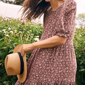 Aerie Garden Party Brown Floral Midi Dress